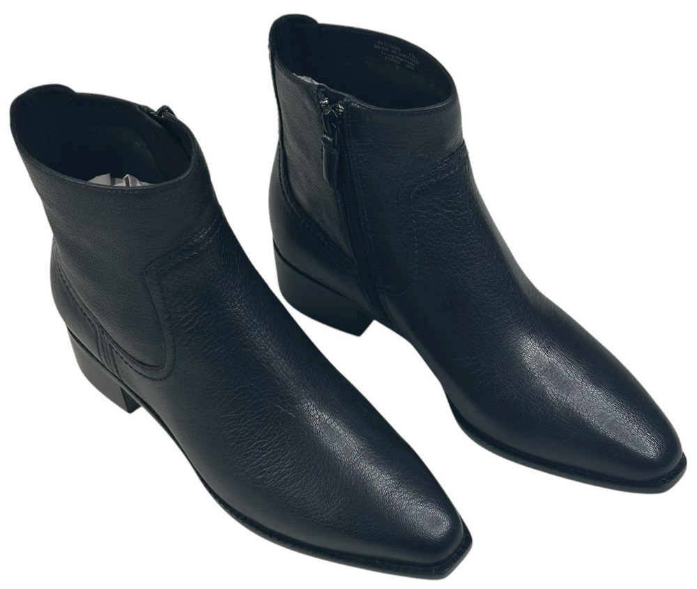 COLE HAAN Naia Black Leather Ankle Boots Womens Size 7B Side Zip New $200 C